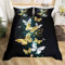 Homemissing Parure Papillon de Lit 200x200cm Enfant Parure Papillons Or et Blanc Housse de Couette Motif Animal Volant Housse de Couette Black Room Decor Luxe