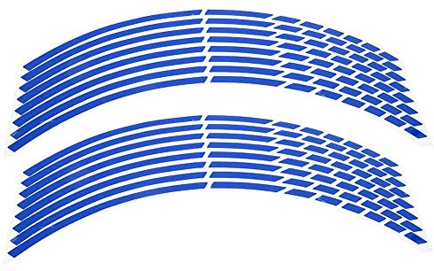 Yuecoom Adesivi per strisce riflettenti per ruote per moto da 16-18 pollici da 16-18 pollici, accessori per decorazioni per adesivi per ruote in PET(Blu)