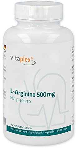 Vitaplex L-Arginin Kapseln hochdosiert (500mg, 90 Tabletten) - L Arginin Complex und Aminosäure - Workout und Fitness