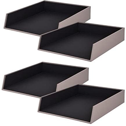 Rössler Papier 1335452490-4 - S.O.H.O Ablagekorb für DIN A4, Taupe, 4 Stück, Ablagefächer stapelbar, Briefablage 26 x 6 x 32 cm