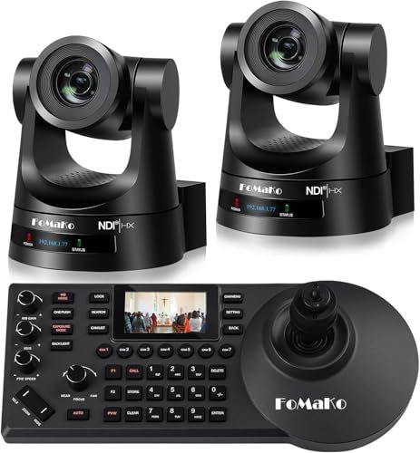 FoMaKo NDI PTZ Kamera Set, KI-Tracking Gen 3, 20x Optischer Zoom, mit 3G-SDI/HDMI/USB3.0/LAN(NDI HX3, PoE), für Gottesdienst, Live Events Streaming (BN202 Set, mit 2*KN20A Pro + 1*PTZ Controller)
