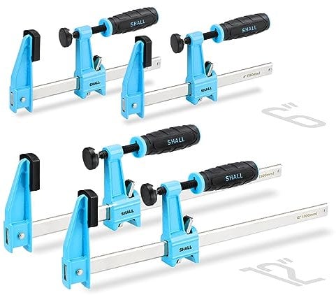 SHALL Morsetto da Falegname 4 Pezzi, apertura152mm/ 304 mm, forza di serraggio 272 kg (660 libbre), in acciaio inossidabile,fissaggio preciso di pezzi in legno