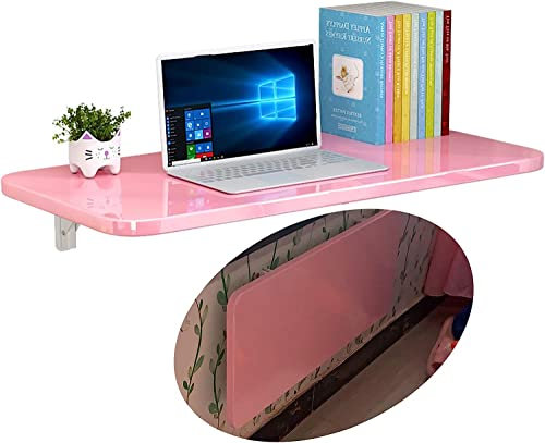Fold Wandmontierter Tisch Klappbare Werkbank Perfekte Ergänzung für Garage & Schuppen/Heimbüro/Waschküche/Hausbar/Küche & Esszimmer,Rosa Wandmontierter Tisch,90 * 50cm/35 * 20in