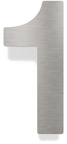 Edelstahl Zimmer-Nummer 1 - selbstklebend & pflegeleicht - Design Tür-Schild - Raum-Nummer Z-20-1-E