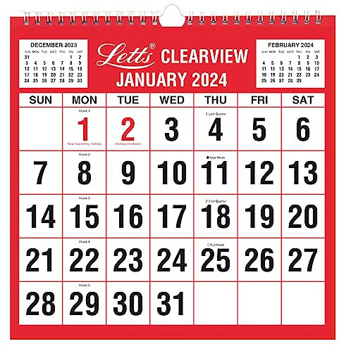 Letts Clearview Month to View Calendar 2024