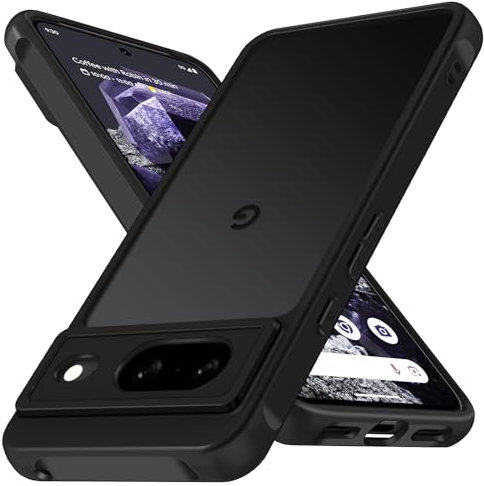 ivoler Hülle für Google Pixel 8, [Militärstandard] Stoßfest Handyhülle Matt Durchscheinende Rückseite Anti-Fingerabdruck Schutzhülle Case (Schwarz)