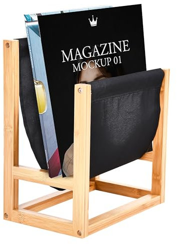Pfotenolymp Zeitungsständer - Freistehender Zeitungsständer aus Wollfilz und Holz - Ideales Aufbewahrungssystem für Zeitschriften, Zeitungen, Kinderbücher und Bürounterlagen - 32x20x37 cm - Schwarz