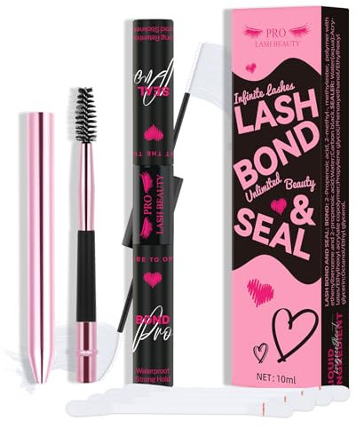 PRO Lash Bond and Seal Clear Cluster Lash Glue & Seal Waterproof Bond and Seal for DIY Eyelash Extensions Waterproof Strong Hold for 48 Hours (5ml+5ml, Clear Bond Seal)