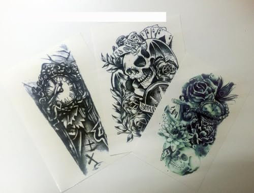 3 Bilder Temporäre Körperkunst Entfernbares Tattoo - Uhr Clock Zombie Tod Arm Tattoo - Temporary Fake Tattoo