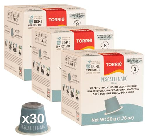 Torrié Compatible with Nespresso® Original Machines | Home Compostable Capsules | Decaf (30 pods)