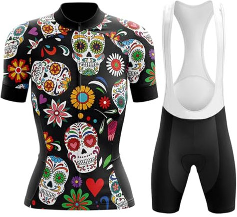 Completo Ciclismo Donna Abbigliamento Bici MTB Estivo Tuta Ciclista Manica Corta,Maglietta Bicicletta e Salopette Pantaloncini con 19D Gel Imbottiti,Maglia Ciclo Asciugatura Rapida Traspirante|B3,M