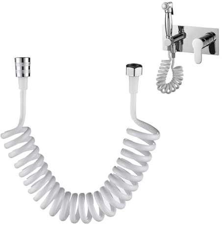 Tuyau de Ressort de Salle de Bain,Tuyau de Douche Flexible Télescopique, Tuyau à Ressort TéLescopique,Flexible de Douche,Flexible Rétractable pour Douchette,Wc et Bidet,1 Pièces,Blanc
