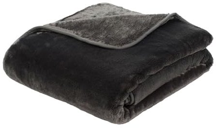 liebling Kuscheldecke Cashmere Feeling 180 x 220 cm, Anthrazit, Premium Sofa Decke, Dicke warme Wohndecke, 500 gr. / m²