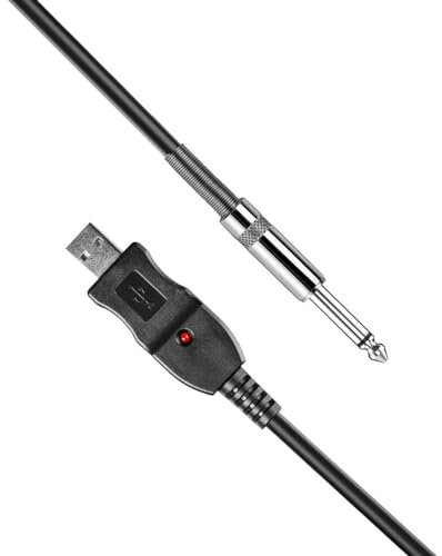 ZAMASS Câble Audio pour Guitare Câble De Connexion USB Pour Guitare Basse, 300cm, 1/4 Pouces, Jack 6.3mm, Câble D'enregistrement Avec Indicateur LED