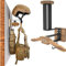 HHUXIUE Motorcycle Helmet Holder Wall Mount, Tactical Gear Holder with Helmet Stand and Plate Carrier Hanger, Solid Wood Wall Rack Organizer & Display for Police, Football, Cycling Gear