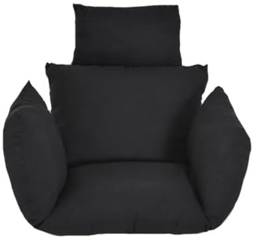 Hängesessel Kissen, Nur Polster, Auflage für Polyrattan/Rattan Hängeschaukel, Hängekorb, Schaukel Korb, Rückenkissen in der Farbe Schwarz
