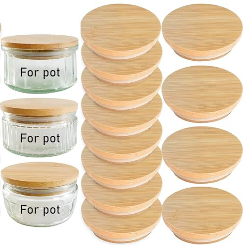 12Pack Bamboo Lids for Gü Pots, Wooden Lid Compatible with Gu Puds Cheesecake Jars, Reusable Airtight Glass Storage Can Lids for Gu Pot（80cm/3.14Inch）