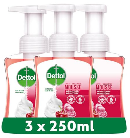 Dettol - Lot de 3 Douceur de mousse - Savon pour les Mains - Rose & Fleur de Cerisier