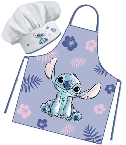 Sorrisini Delantal Infantil y Gorro de Cocinero para Niños Lilo, Mandil Niño, Delantal Niños y Sombrero para Cocinar o Pintar, 3-8 Años Lilo