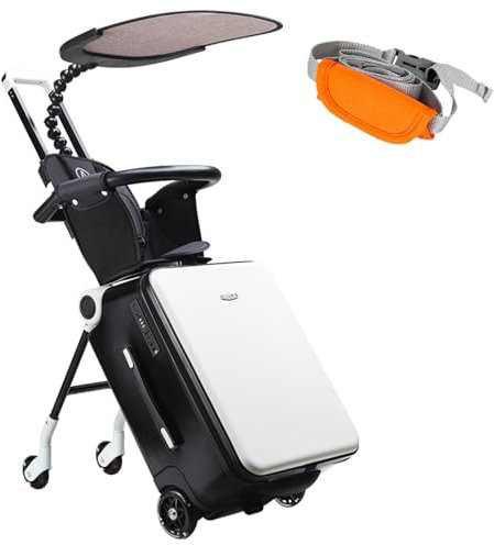 LemoHome Erweiterbares Gepäck mit Drehrädern, große Koffer mit Kindersitz-Design, hartes Gepäck für Damen und Herren, 50,8 cm Hartschalen-Handgepäck für Reisen, Schwarz-weißes Visier, big,