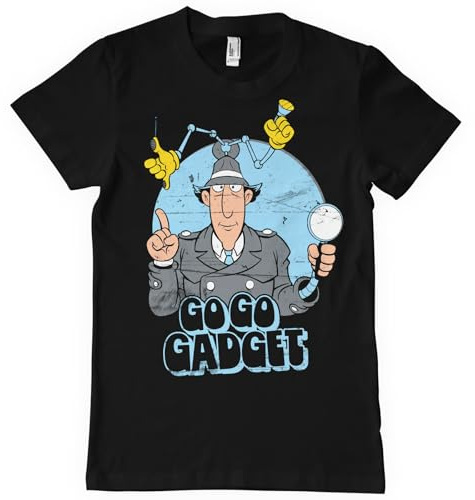 Inspector Gadget Licenciado Oficialmente Go Go Gadget Camiseta para Hombre (Negro), Medium