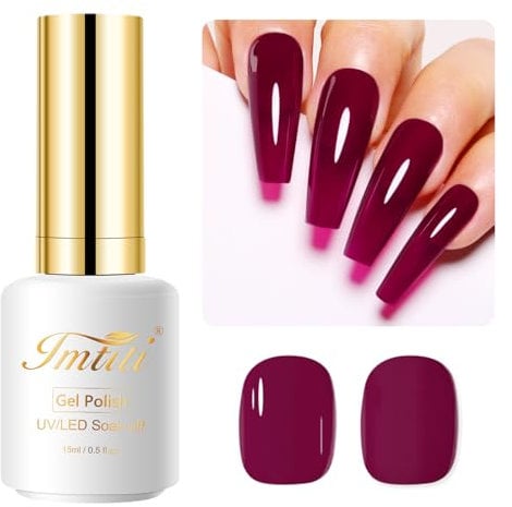 Imtiti Cherry Chutney Red Gel Nail Polish - Autumn Winter Soak Off LED UV Polish for DIY Nail Art, Manicure Salon Starter Kit - 15ML