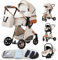 GLOKID Kinderwagen 3 in 1,Reisesysteme, Babywanne,Buggy&Sportsitz,Tragbarer,Voll-Gummireifen,Mit Einem Klick Zusammenklappbarer,Zubehör (LV9 Cremefarbe)