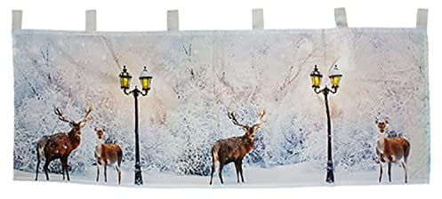 Mojawo Weihnachtsgardine LED Gardine Weihnachten Scheibengardine X-Mas beleuchtet Fenstergardine 45x120cm vers. Modelle, Model:Modell 4