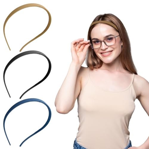 Andibro Lot de 3 bandeaux conçus pour lunettes, bandeaux flexibles sans pression, bandeaux de lunettes de soleil pour femme, sans maux de tête, bandeau en plastique pour porteurs de lunettes,