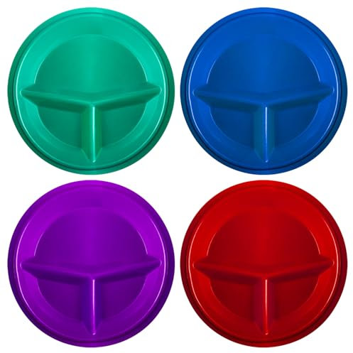 SPORWAY Lot de 4 plats pour micro-ondes avec couvercle : assiettes à micro-ondes avec couvercle à 3 compartiments, boîte de conservation de la vaisselle pour chauffer, vaisselle avec ventilation, sans