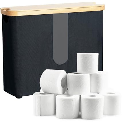 Toilettenpapier Aufbewahrung, Toilettenpapieraufbewahrung mit Deckel, Toilettenpapier Aufbewahrungsbehälter, Bad WC-Papier Badezimmer Organizer, Klopapier Aufbewahrung for Waschbecken Schwarz
