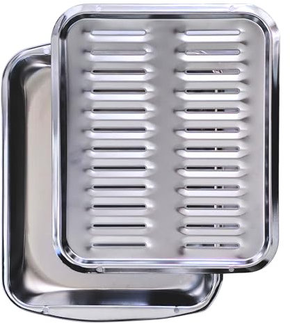 Sartén de asador para horno de 16 x 12 pulgadas, sartén para horno con rejilla que soporta altas temperaturas, bandeja de goteo drena grasa y circula el calor, asa y asa perfectamente con nuestras