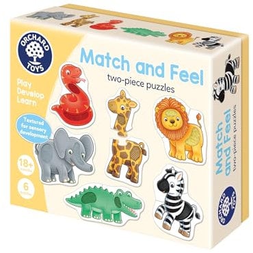 Orchard Toys Match and Feel Puzzles for Toddlers Aged 18 months+ Six Puzzles with Textures for Sensory Play