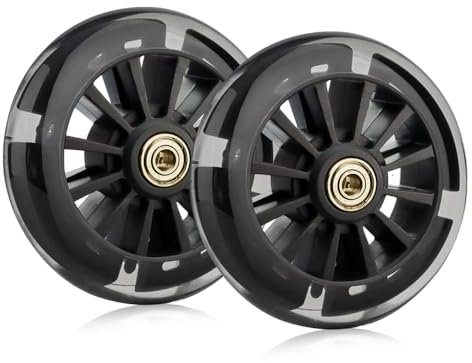 Freestyle-Rollerrad, 2 Stück, beleuchtet, mit LED-Blinklicht, 120 mm, Roller-Reifen mit ABEC-7-Kugellager, Ersatzräder für die meisten Roller (schwarz)