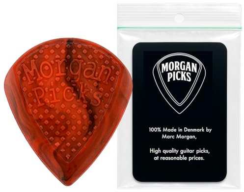 Morgan Picks MM1 Plektrum – Guitar Picks in Medium-Größe – Plektren Gitarre mit starkem Grip & klarer Ansprache – Gitarren Plektrum für präzises Spiel – Rot/Schwarz – Made in Denmark