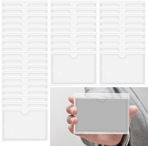 36 Stück Etikettenhalter,Visitenkartentaschen Selbstklebend,Etikettenhalter Selbstklebend 10 X 6 Cm,Visitenkarten Hülle,Selbstklebend Visitenkartenhüllen,Für Büro Zuhause Schule Und Sortieren