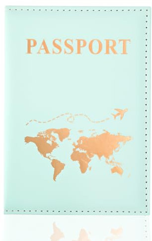 REEKNOKOL Portapassaporto, Custodia in pelle per passaporto, Portafoglio da viaggio in PU per passaporto, carta di credito, biglietto, biglietti da visita, carte d'imbarco (Verde)