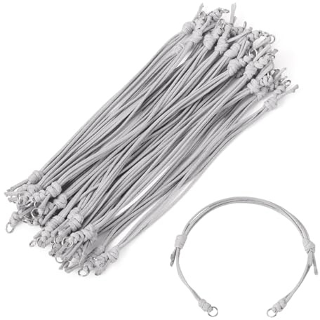 Sparkeads 20 Stück unbehandelte geflochtene Armbänder 23,5 cm verstellbare Polyester-Armband-Schnur für Paar-Armbänder DIY-Schmuck-Basteln, Hellgrau