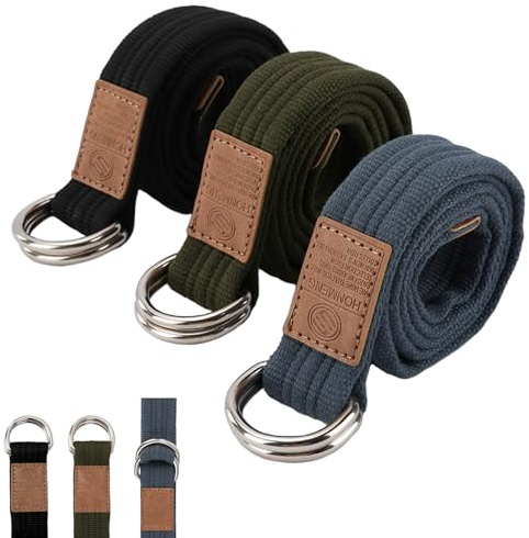CRITIVE-SHOP 3PCS Canvas Belts for Men Women, Mens Webbing Belt Adjustable