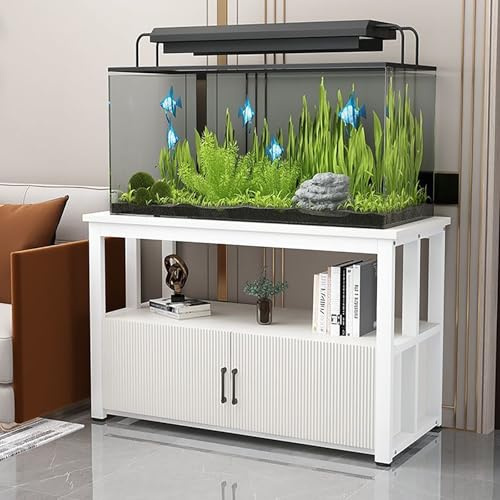 FVTVHEV Aquariumständer Aquarium Mit Unterschrank Breite 50–120 cm Zweistöckiges Design Aquarienschrank Geeignet für den Einsatz zu Hause oder im Büro(Weiß,60x40x70cm)
