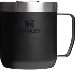 STANLEY Classic Legendary Camp Mug 354 ml - Hält 1.5 Stunden Heiß - 3 Stunden Kalt - BPA-Frei - Spülmaschinenfest - Edelstahl Kaffeebecher To Go - Black 2.0 | Hält 1,5 Std. heiß - 3 Std. kalt - Spülmaschinenfest - Edelstahl - BPA-frei