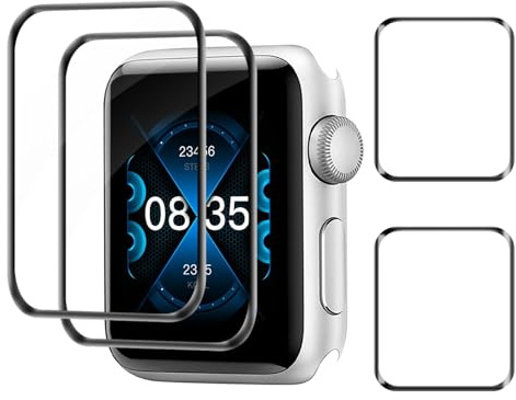 Carantee 2 Pack Verre Trempé pour Apple Watch Series 4/5/6/SE (40mm), TPU Résistant Protection écran, Tactile sensible, 0,15mm Bords noirs incurvés 3D, HD Sans Bulle Apple Watch 40mm Vitre Protection