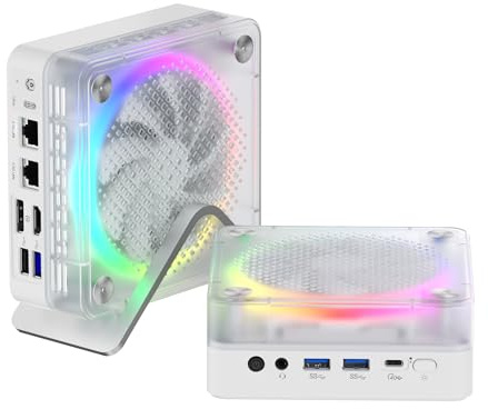 FIREBAT Mini PC Gaming, Ryzen 7 8745HS, Radeon 780M, 16Go DDR5 5600MHz 512Go SSD, USB4 (40Gbps), Double LAN 2.5G, HDMI 2.1, RGB, PC Bureau Haute Performance pour Travail & Jeu [MN56]