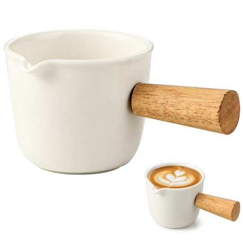 SUPVOX Milk Frother Cup Ceramic Creamer Pitcher with Handle Espresso Cup for Pouring Milk Narrow Spout for Frothing Coffee Cappuccino Latte 4.33 X 2.60 X 2.13 in