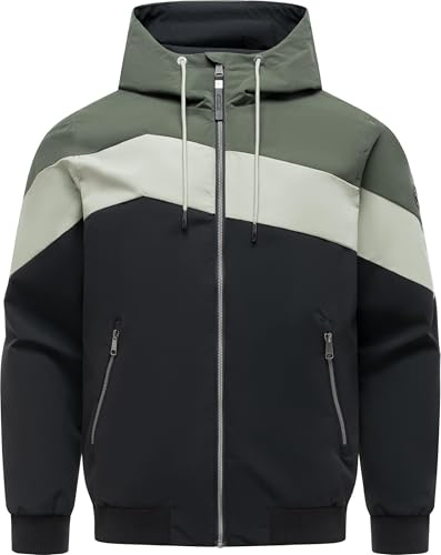 Ragwear Herren leichte Übergangsjacke kurze Jacke wasserdicht und atmungsaktiv mit Kapuze Stewie Block YOUMODO S-4XL
