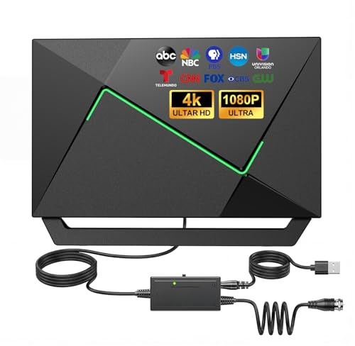2026 Upgraded TV Antenna for Smart TV Indoor/Outdoor, Amplified HD Digital Antenna for Free Local Channels, Long Range Reception with Signal Booster, Supports 4K 1080p, 16.5ft Cable & Magnetic Base
