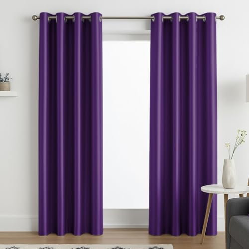 John Aird Luxury Faux Silk Fully Lined Eyelet Curtains (Aubergine, 168cm Width x 183cm Drop (66x72)