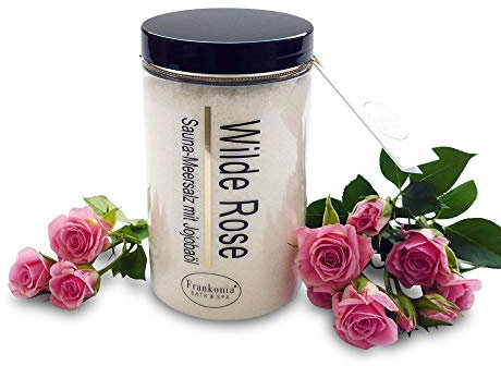 Frankonia BATH & SPA Sauna Salz Peeling Wilde Rose – 400 g Meersalz-Körperpeeling mit Jojobaöl & Vitamin E – Dusch- & Body Scrub für alle Hauttypen – Vegan & ohne Parabene