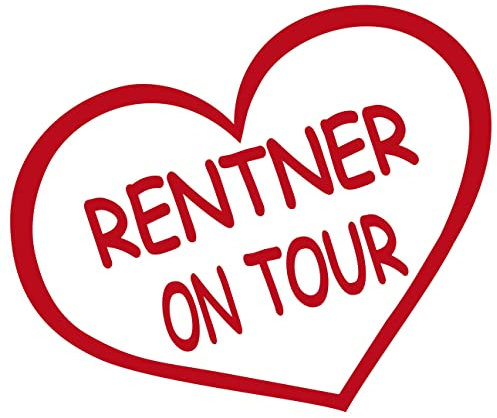 cartattoo4you® AK-00265 | Rentner ON Tour im Herz| K-Serie | Autoaufkleber Aufkleber Car Sticker Spruch Farbe rot,in 24 Farben erhältlich,glänzend 13 x 10 cm Waschstrassenfest