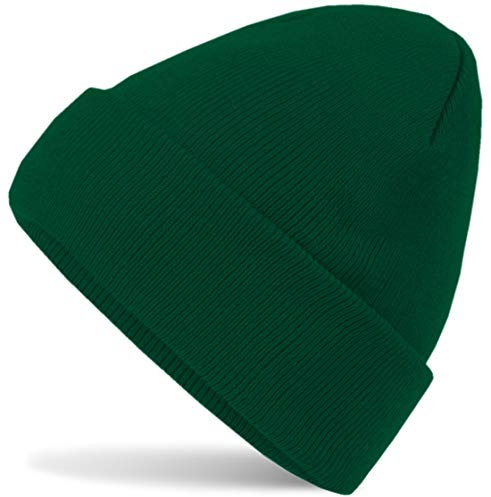 HatStar Wintermütze | Damen Beanie Mütze | Herren Feinstrick Beanie | für Frauen Männer Unisex | Cuffed Hats Weich & Warm (bottele Green)